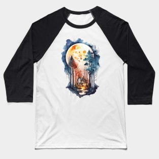 Cozy forest house surrounded with trees 7 Baseball T-Shirt